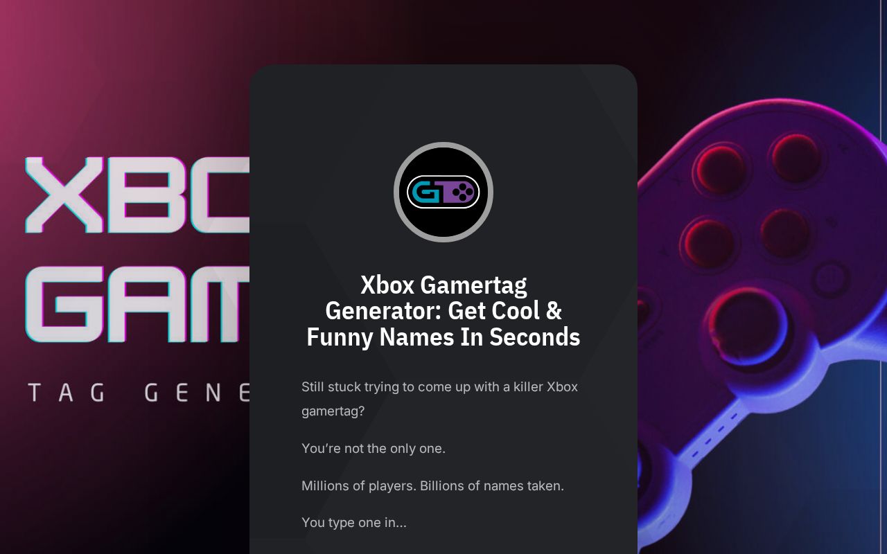 Xbox Gamertag Generator: Get Cool & Funny Names In Seconds logo